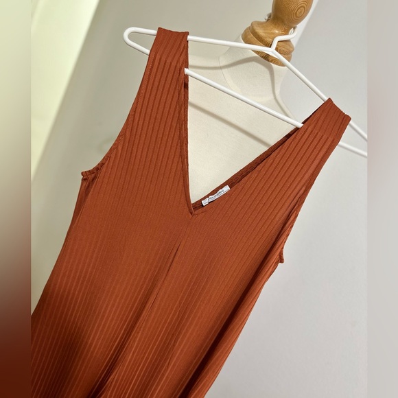 Zara Rust Orange Ribbed Strappy Jumpsuit - Picture 4 of 7